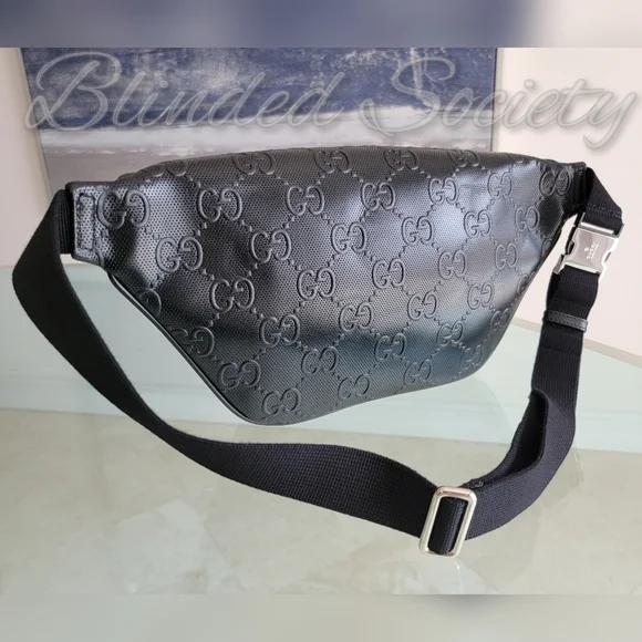Gucci GG Supreme Embossed Crossbody Belt Bag Sling Black Leather - Picture 7 of 10